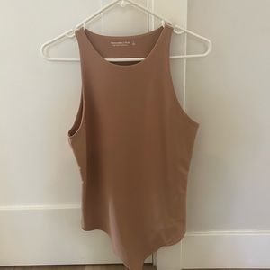Abercrombie and Fitch Women's Tan Double-Layered Seamless Fabric Scuba Bodysuit